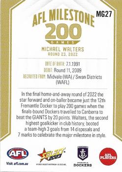 2023 Select AFL Footy Stars - AFL Milestones Games #MG27 Michael Walters Back